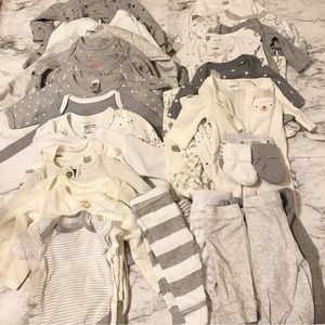 54 Piece Gender Neutral Newborn 0-3 Baby Clothes Bundle